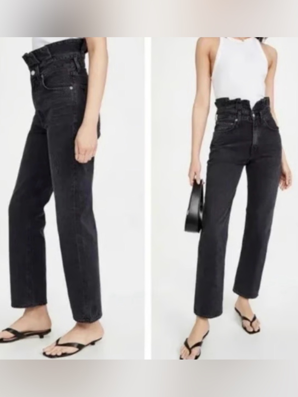 AGOLDE Lettuce Waistband Reworked Jeans in Black NEW Sample Size 27